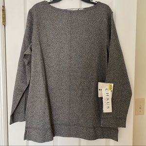 NWT Chaus long sleeve gray top size large